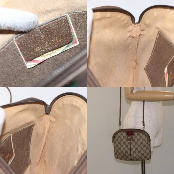 GUCCI GG Supreme Web Sherry Line Bag PVC Beige Gold 904 02 047 Auth 125707 - Picture 11 of 13